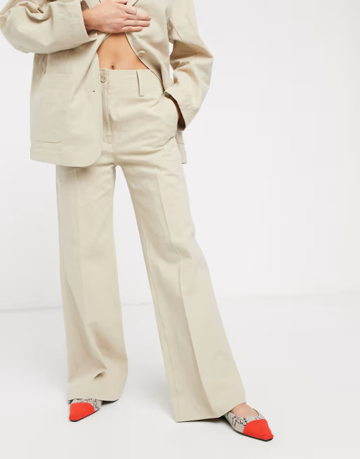 & Other Stories linen wide leg trouser in beige | ASOS (Global)