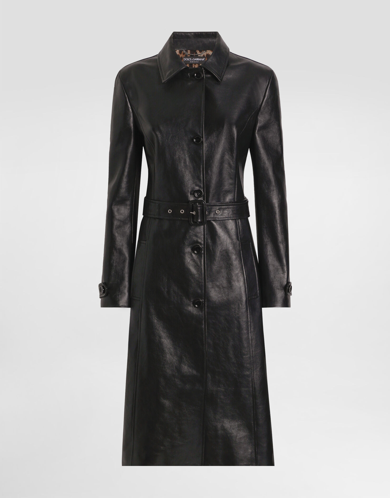 Single-breasted calf leather coat | Dolce & Gabbana US