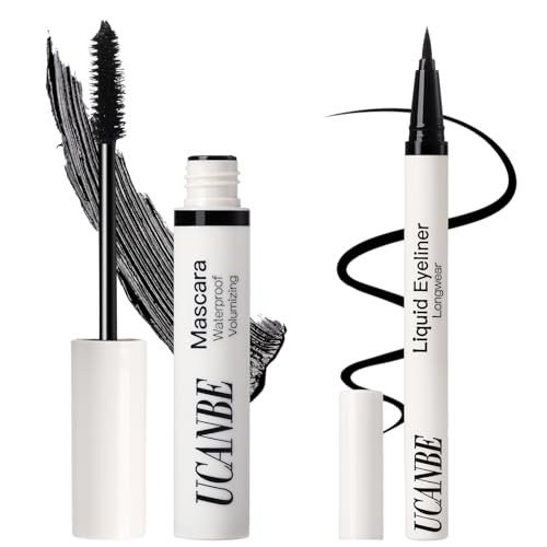 UCANBE Black Mascara and Liquid Eyeliner Set, Waterproof Colored Eye Makeup Duo - Enhance Your Gaze with Natural Lasting Lift & Curl for Lashes and Pigmented Smudge-Proof Eye Liner | Amazon (US)