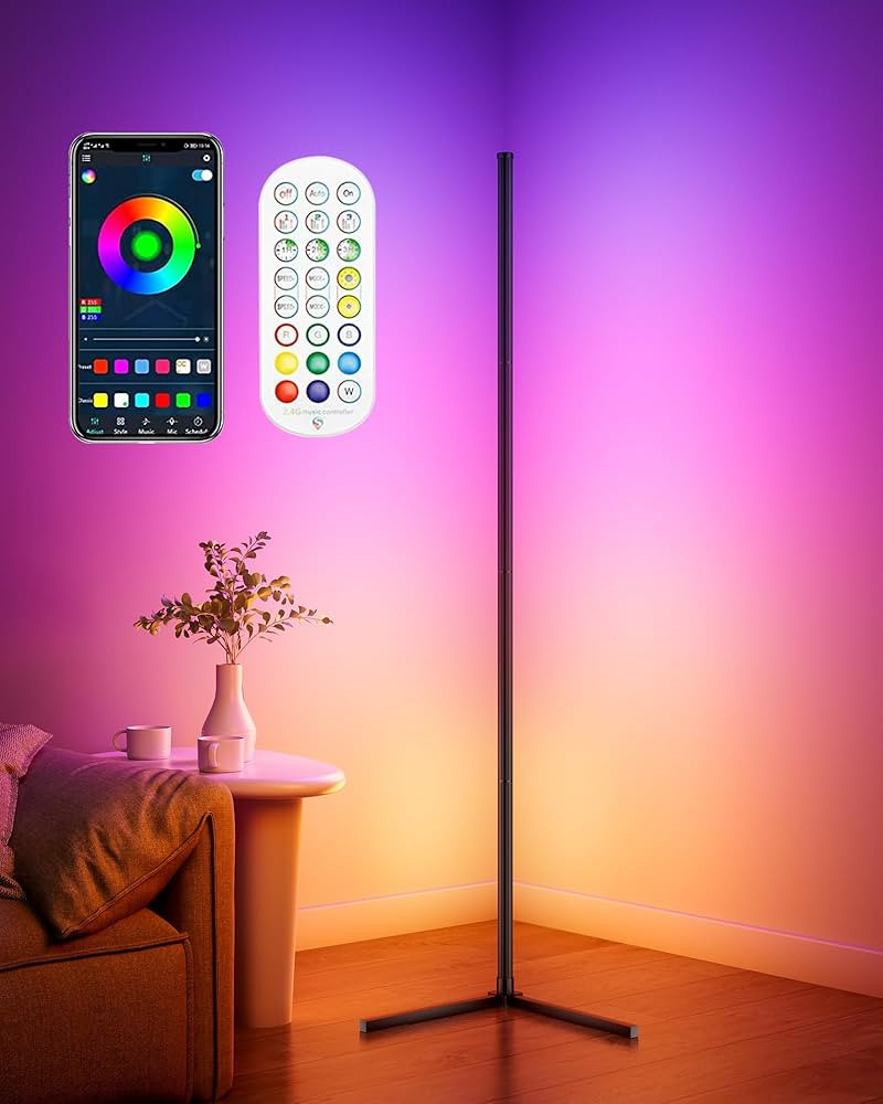 Corner Floor Lamp, 65" Smart RGB Color Changing LED Floor Lamp with APP and Remote Control, Moder... | Amazon (US)