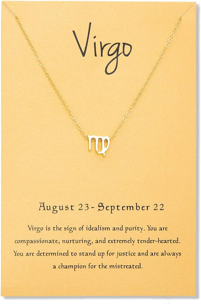 Zealmer 18K Gold Plated 12 Zodiac Sign Letter Pendant Necklace for Women Girls, 18" Birthday Gift | Amazon (US)