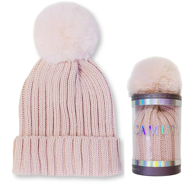 Vince Camuto Women's Faux Fur Pom Beanie Winter Hat with Gift Box | Walmart (US)