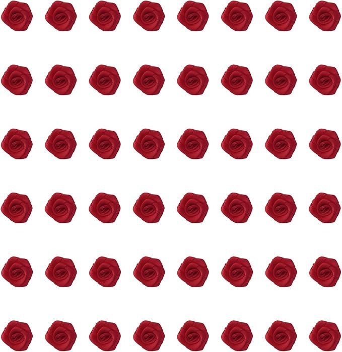 SOWAKA 50 Pcs Ribbon Roses 2 cm Handmade Fabric Cute Vintage Small Flowers for DIY Crafting Proje... | Amazon (US)