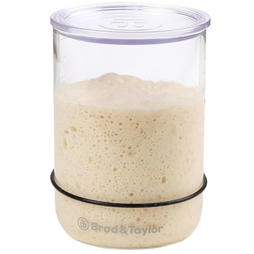 Brod & Taylor Sourdough Starter Jar (32oz) 100% Dishwasher Safe, Measurement Markings, Height Marker & Loose-Fitting Lid That Prevents Pressure Buildup (Durable Glass Jar, BPA-Free) | Amazon (US)