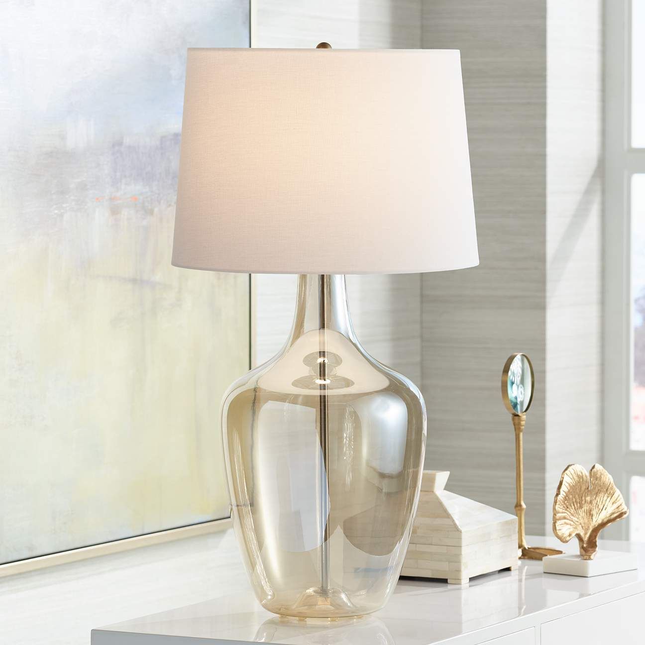 Ania Champagne Glass Jar Table Lamp | Lamps Plus