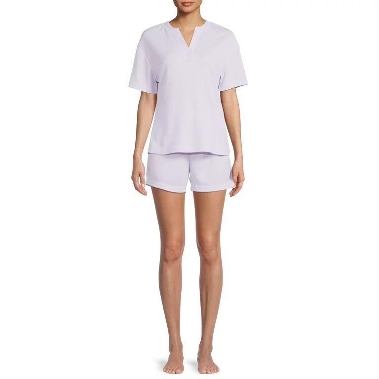 Lissome Women's and Women's Plus Waffle Short Sleeve Tee and Shorts Sleep Set, 2-Piece | Walmart (US)