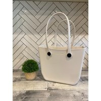 Off White Versa Tote Bag With Initial Acrylic Tag | Etsy (US)