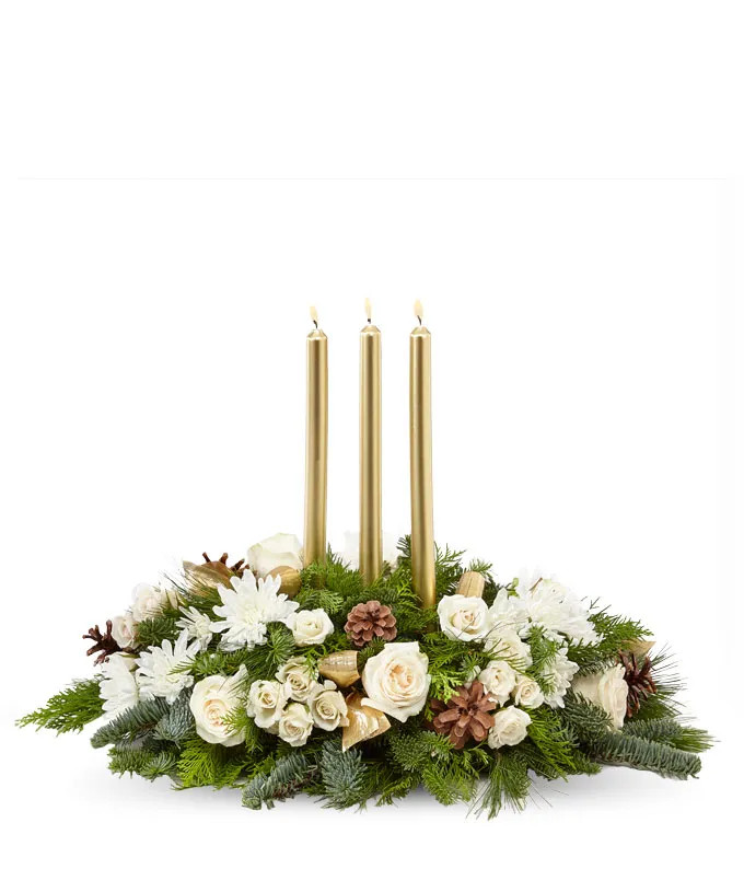 Frosty Evergreen and Rose Centerpiece | From You Flowers