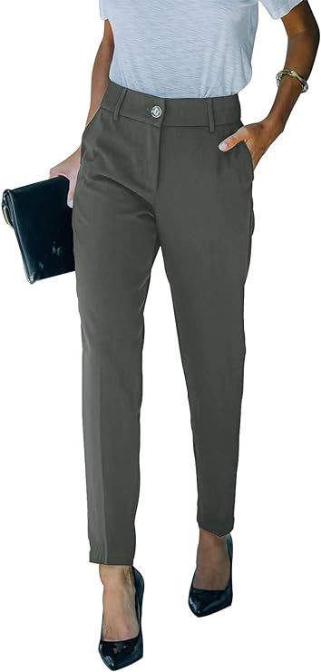 Metietila Women's Casual Work Pants Elastic Waist Stretch Dress Pant Trousers for Office Work Bus... | Amazon (US)