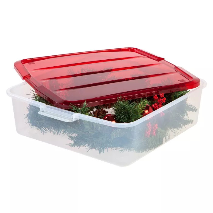 IRIS 20" 3pk Wreath Box Pearl Red | Target