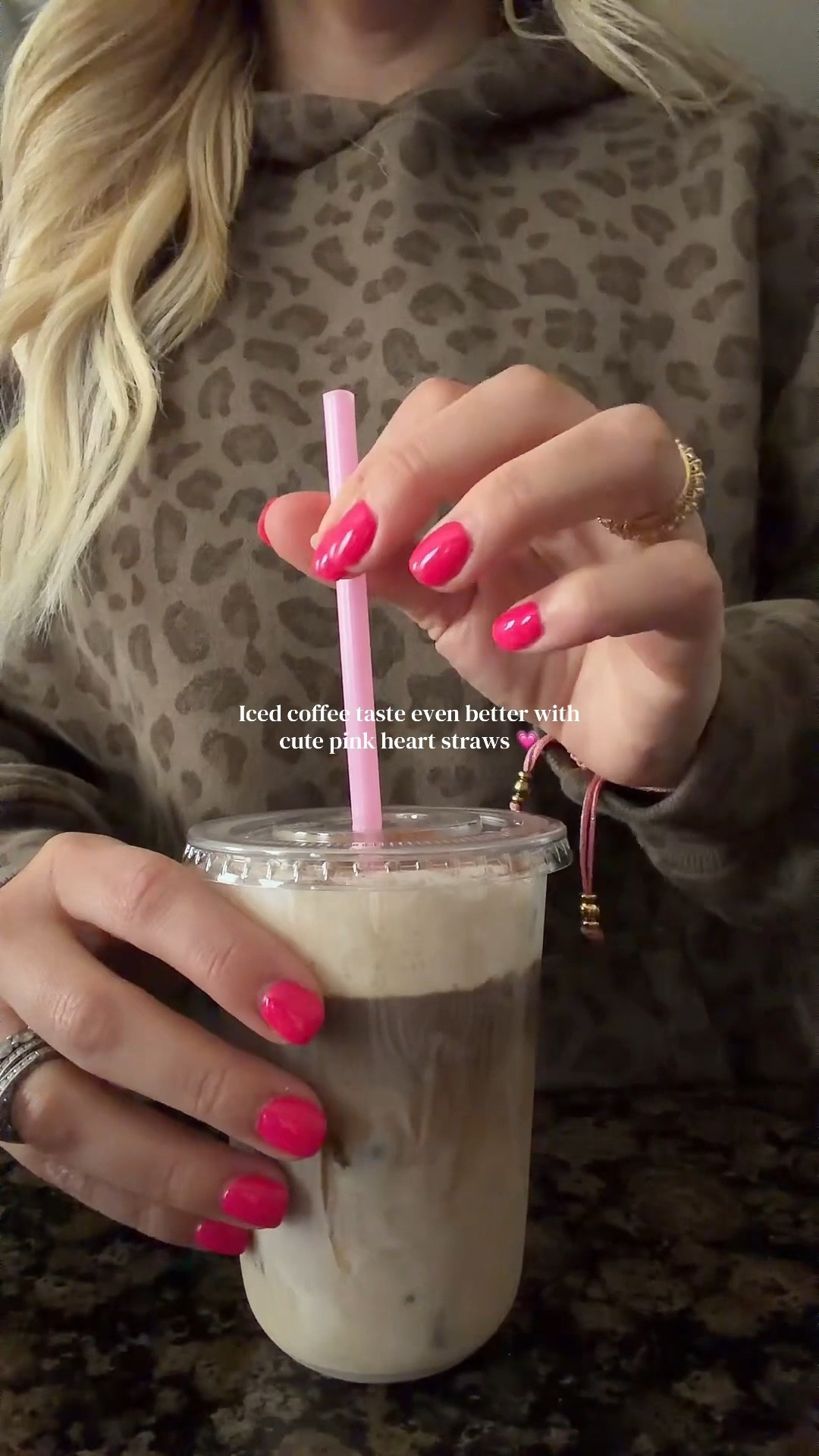 Cute pink heart straws! 
OOTD 
Leopard hoodie small
Alo pants small


#LTKootd #LTKFindsUnder50 #LTKFindsUnder100
