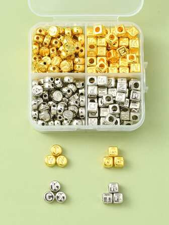 1 Caixa Ao Redor 244 Peças Cor Misturada Plano Em Forma De Quadrado Plástico Miçangas Diy Miç... | SHEIN