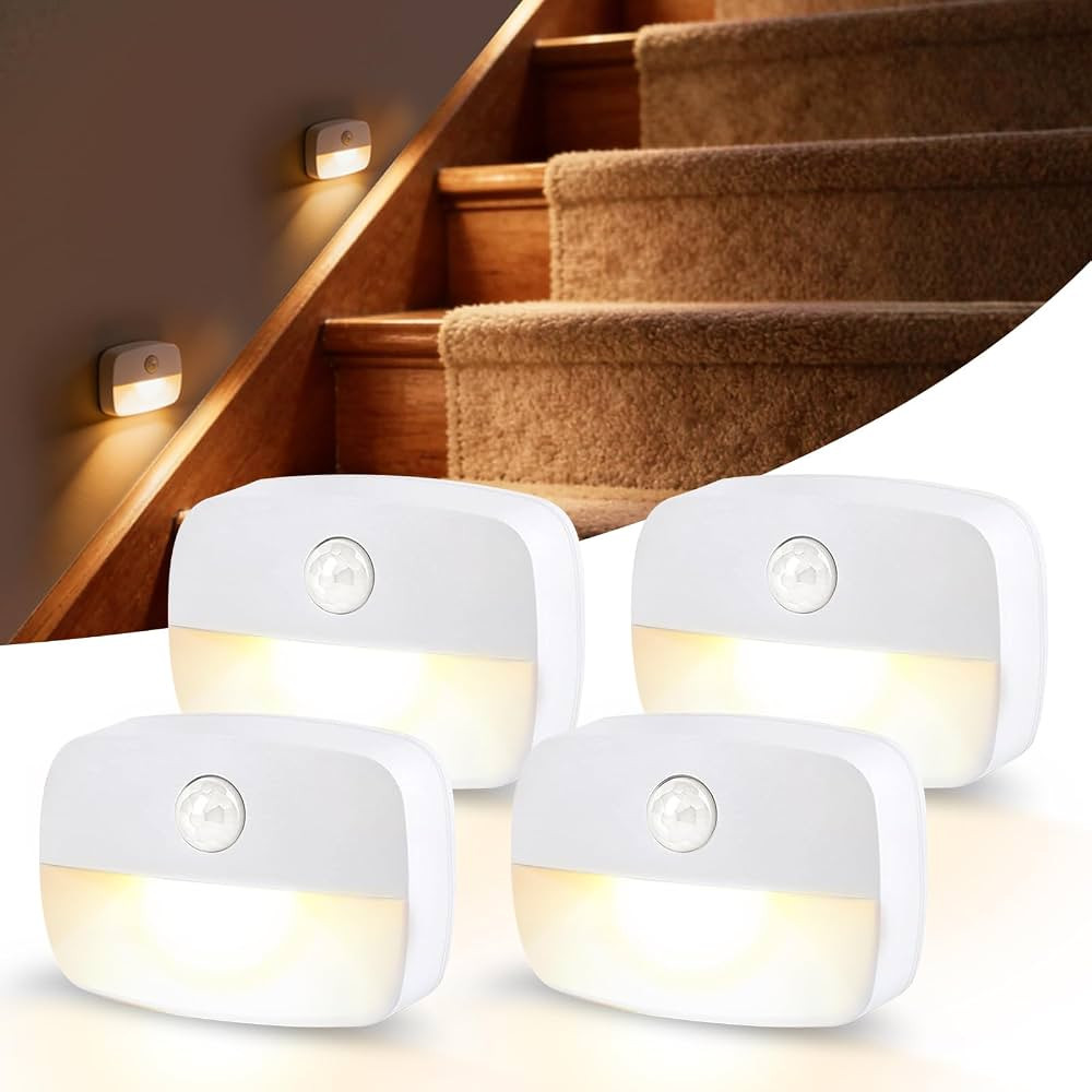 LED Nachtlicht mit Bewegungsmelder, 4 St\u00fcck Bewegungslicht mit Batterie | Amazon (DE)