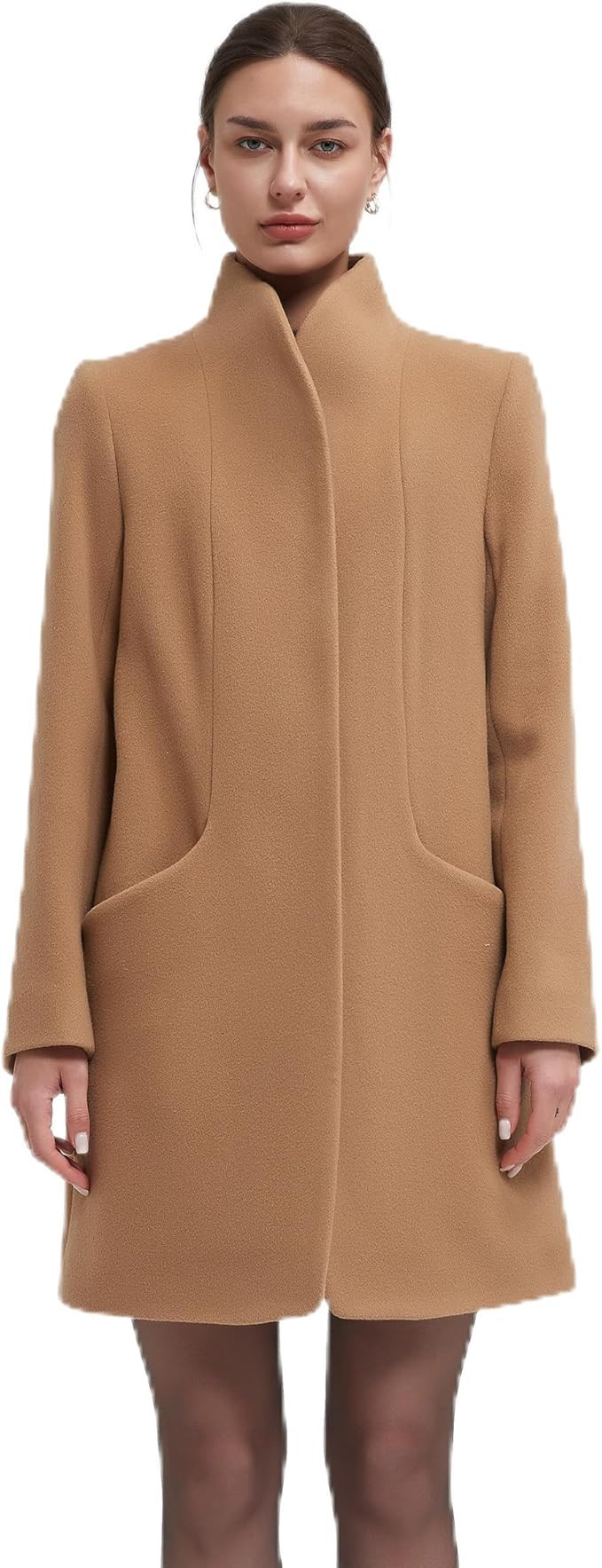 IKAZZ Women's Warm Trench Coat, Mid-Length Single Breasted Stand Collar Overcoat with Hidden Butt... | Amazon (US)