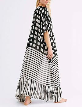 Bsubseach Womens Chiffon/Rayon Beach Blouses Kimono Cardigan Long Bikini Cover Up | Amazon (US)