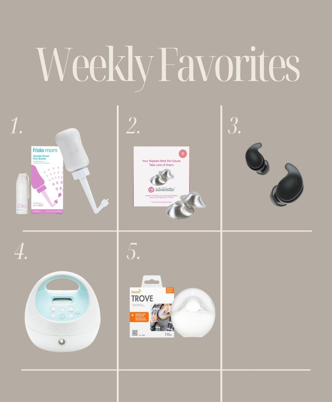 What’s saving my life: 1 week postpartum
 
We’re one week in with a newborn and honestly loving every second this go round. It’s much less stressful and the learning curve is smaller. Plus having a baby that actually wants to breastfeed does wonders! 

That being said, these are a few things I find myself reaching for or using multiple times a day to make the ins and outs of postpartum a little more bearable. 

1. Pickup orders
2. Peanut butter crackers, trail mix, and coconut water + Body Armour Zero Sugar
3. Silverettes
4. Boon Trove Silicone Breast Pump
5. Spectra S1 Breast Pump + Pumpin Pals flanges
6. Bluetooth headphones + all the podcasts 
7. Stool softeners
8. Frida Mom Peri-Bottle
9. Button down shirts
10. Using ChatGPT to make weekly dinner menus with a grocery list. 

Postpartum, baby, newborn, must, haves, have, favorite, favorites, breast, pump, mother, motherhood, care, maternal, maternity, postpartum, breastfeeding, Bluetooth, wireless, earbuds, song, travel, traveling with kids.

#LTKBaby #LTKKids #LTKBump