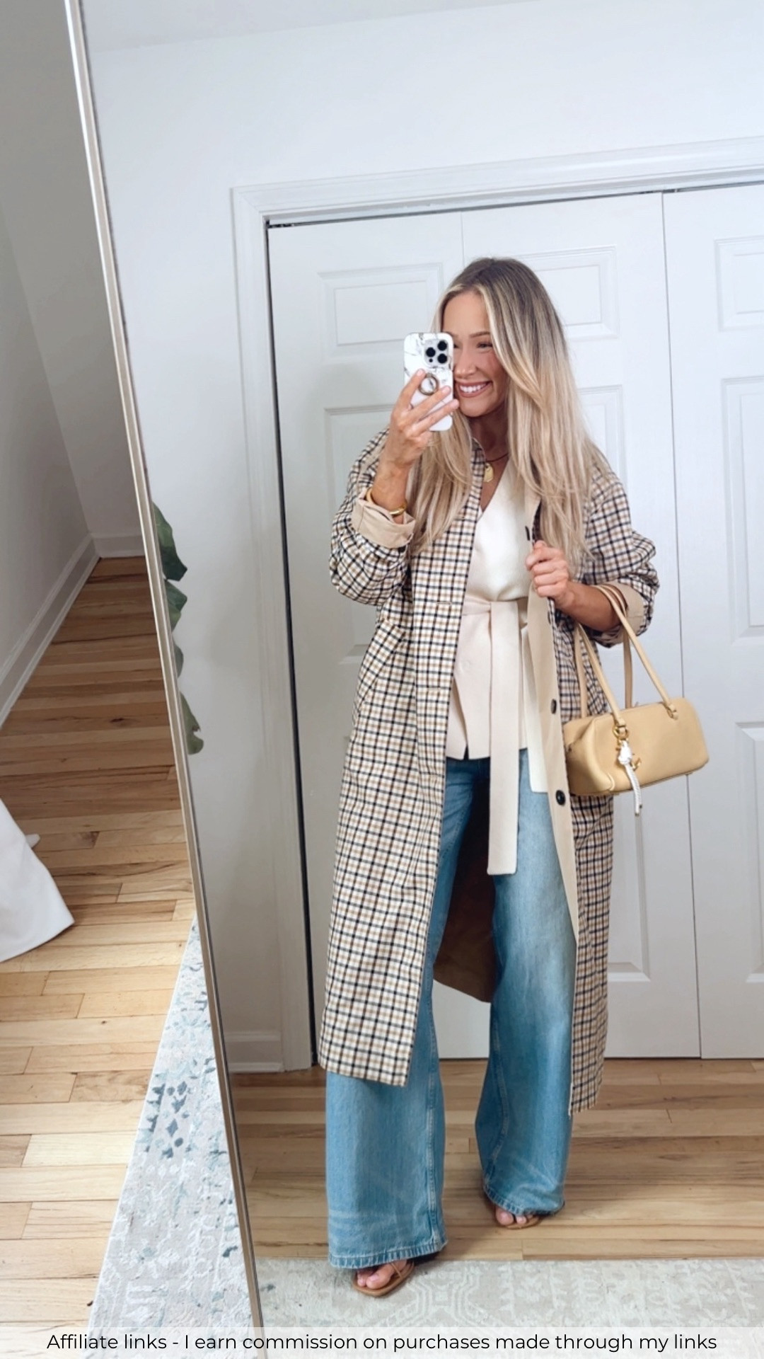Affiliate links - I earn commission on purchases made through my links 

Zara plaid trench coat
Zara wide leg jeans
Zara top
Zara spring outfit 
