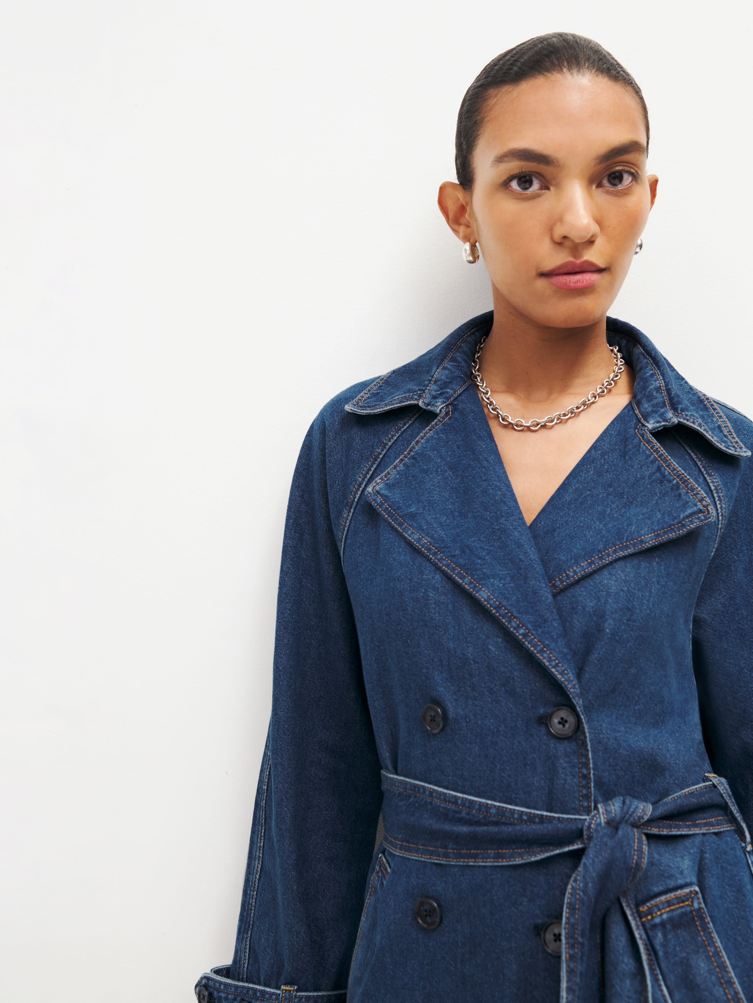 Hayes Denim Trench Coat | Reformation (Global)