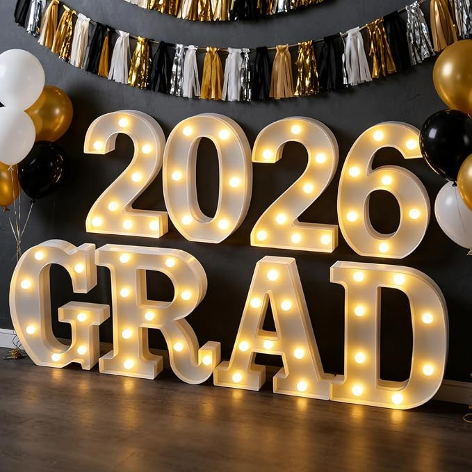 2026 Graduation Decorations – 8 LED Marquee Light-Up Letters,Grad 2026" for Preschool, Kinderga... | Amazon (US)