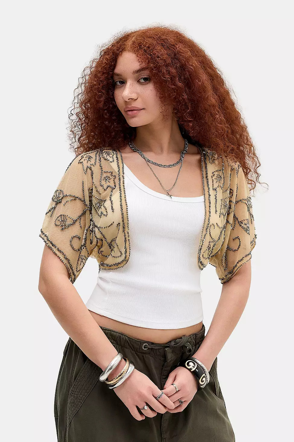 UO Clarissa Beaded Shrug | Urban Outfitters UK