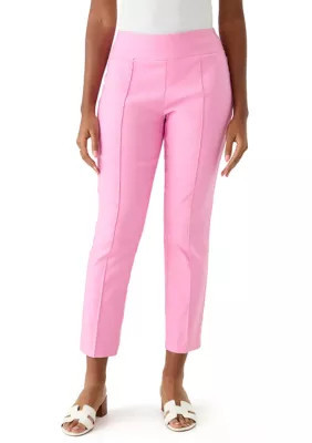 Crown & Ivy Women's Millennium Pintuck Capri Pants, Pink, 14 | Belk