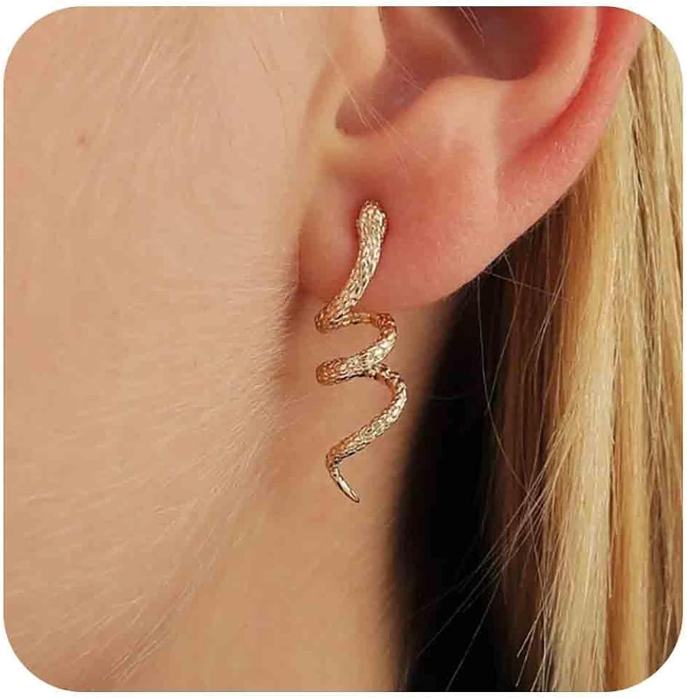 Gothic Snake Dangle Earrings Gold Swirl Snake Earrings Punk Snake Serpent Earrings Halloween Snak... | Amazon (US)