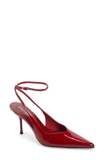 Jeffrey Campbell Executive Ankle Strap Pointed Toe Slingback Pump in Cherry Red Patent at Nordstrom Rack, Size 9.5 | Nordstrom Rack