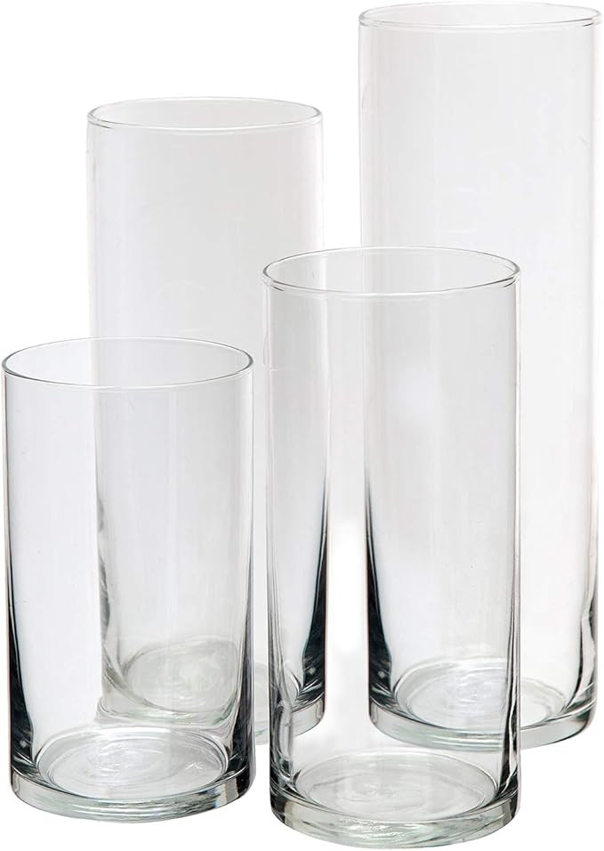 Royal Imports Glass Cylinder Vases for Centerpieces – Set of 4 Clear Hurricane Vases for Weddin... | Amazon (US)
