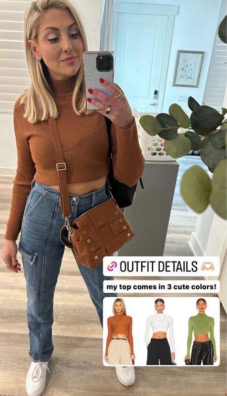 Top: Midori Turtleneck in Brown by NBD (It’s also available in Green & Ivory!) | Jeans: Harper High Rise Slim Cargo in Cameron by GRLFRND | Purse: Bryant Medium Gold Studded Brown Leather Satchel by HAMMITT

#LTKitbag #LTKsalealert #LTKstyletip