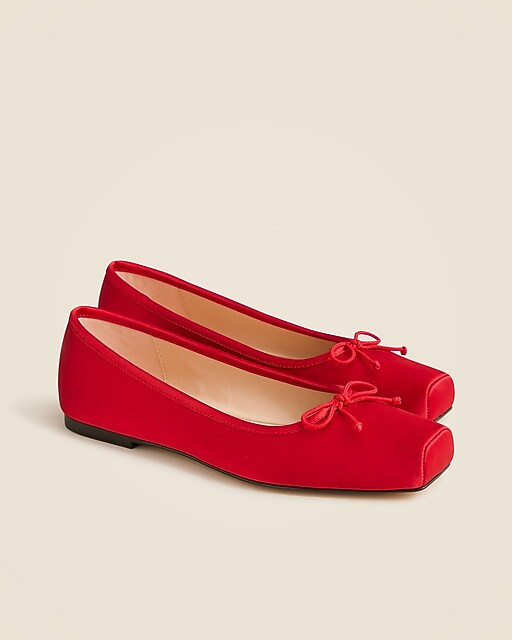 Square-toe ballet flats in satin | J. Crew US