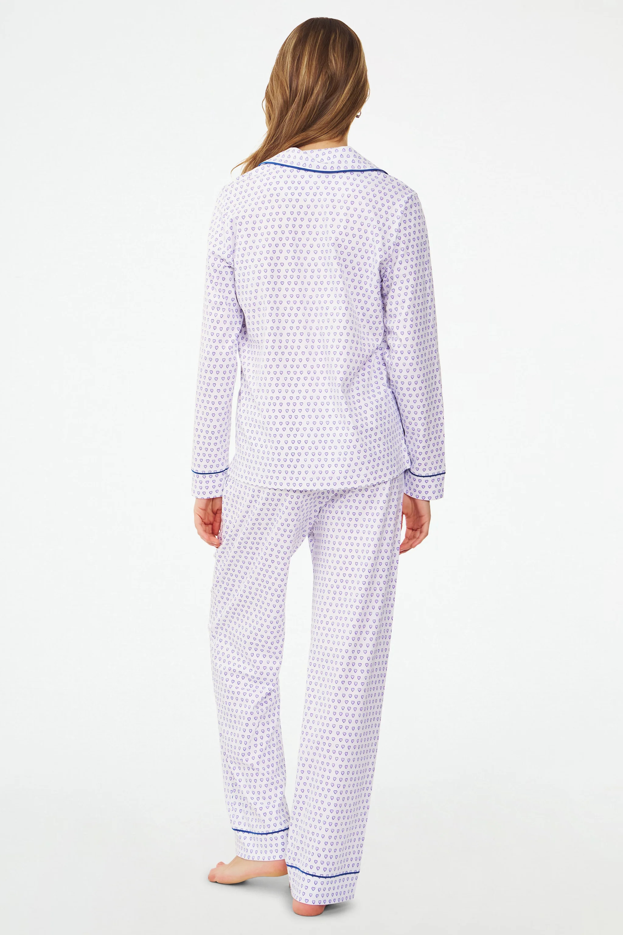Hearts Long Sleeve Polo Pajamas | Roller Rabbit | Roller Rabbit