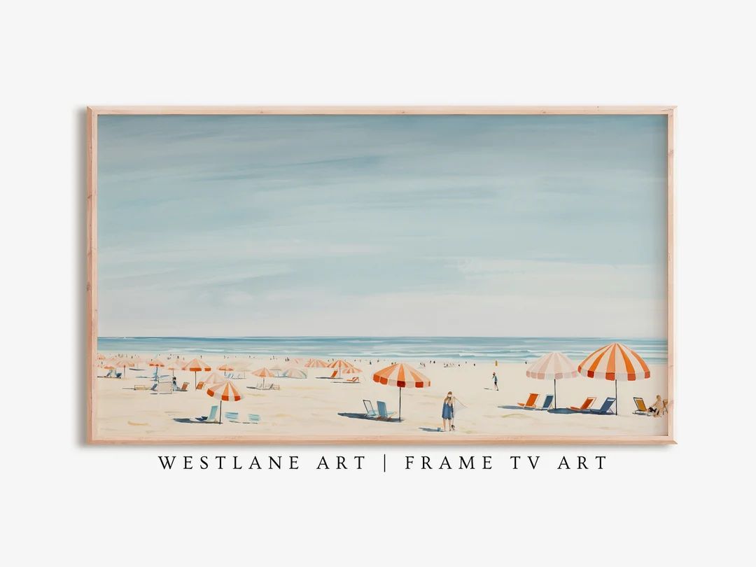 Beach Coastal TV Art INSTANT DOWNLOAD Samsung Tv Frame Digital Printable Wall Art Summer Home Dec... | Etsy (US)