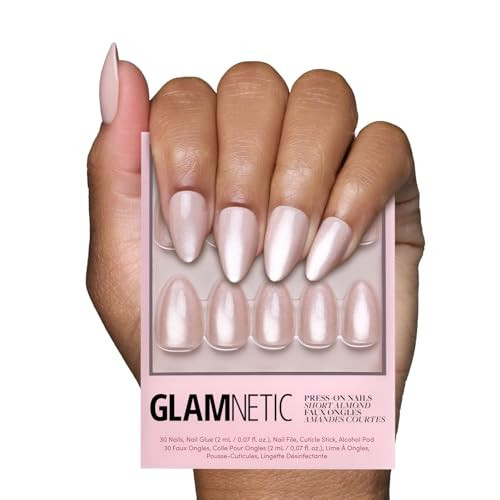 Glamnetic Press On Nails - The Vow | Short Almond Fake Nails, Nude with a Glossy, Velvet Finish, Salon Quality | 15 Sizes - 30 Nail Kit with Glue | Amazon (US)
