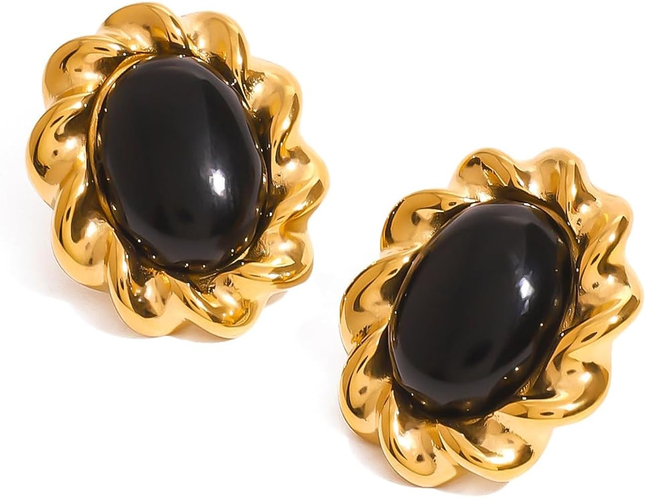 Vintage Oval Earrings and Necklace Set, Hypoallergenic Tarnish-Free 18K Gold-plated Jewelry for W... | Amazon (US)