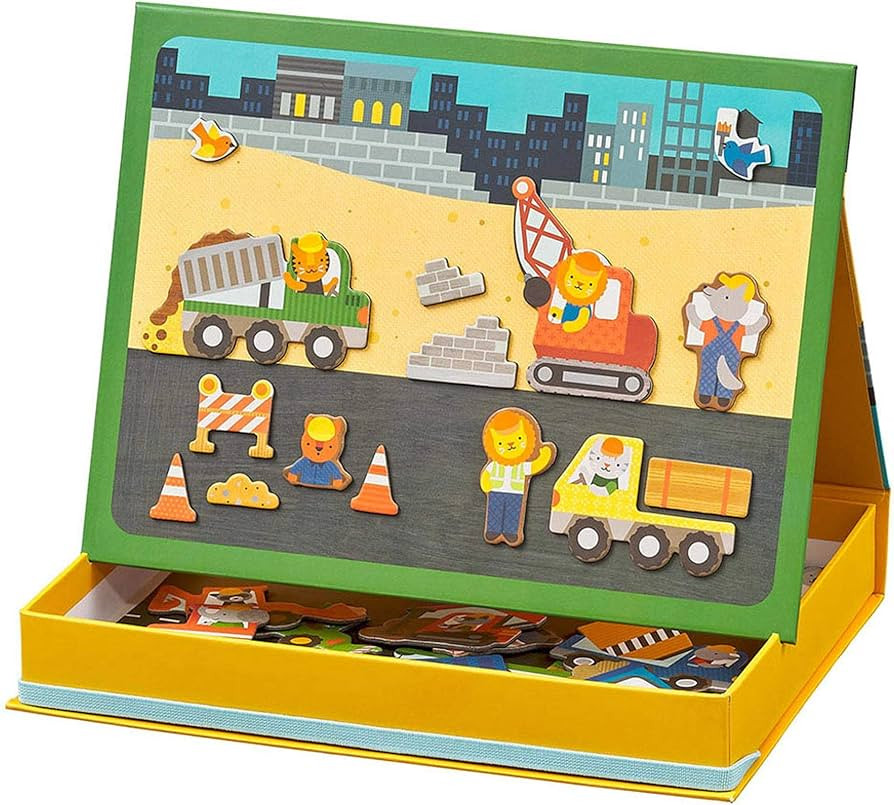 Petit Collage Magnetic Play Scene, Construction Site – Magnetic Game Board with Mix and Match M... | Amazon (US)
