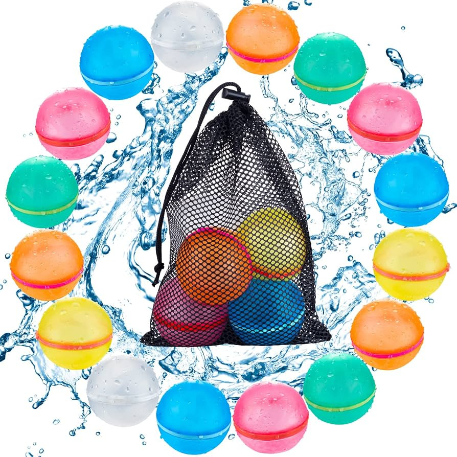16PCS Magnetic Reusable Water Balloons, Refillable Silicone Bath Pool Beach Toys for Kids, Quick ... | Amazon (US)