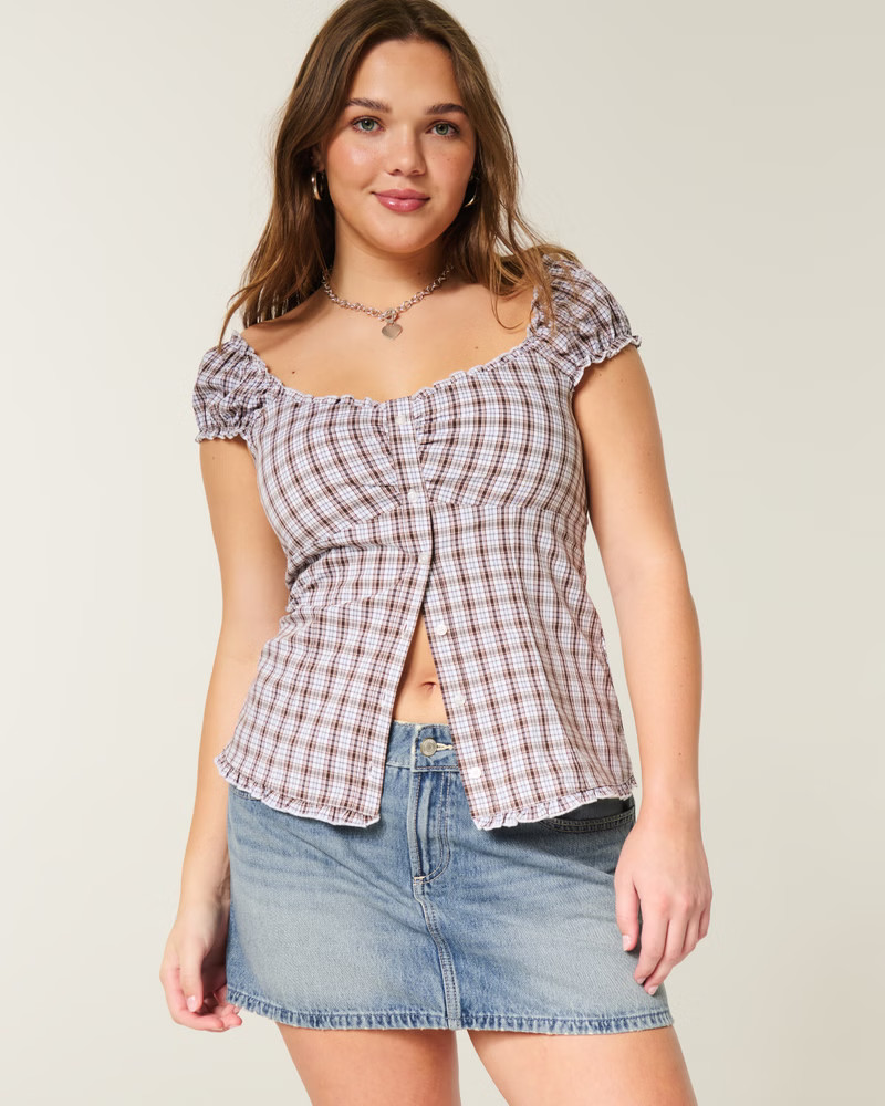 Embroidered Star Pocket Denim Mini Skort | Hollister (US)