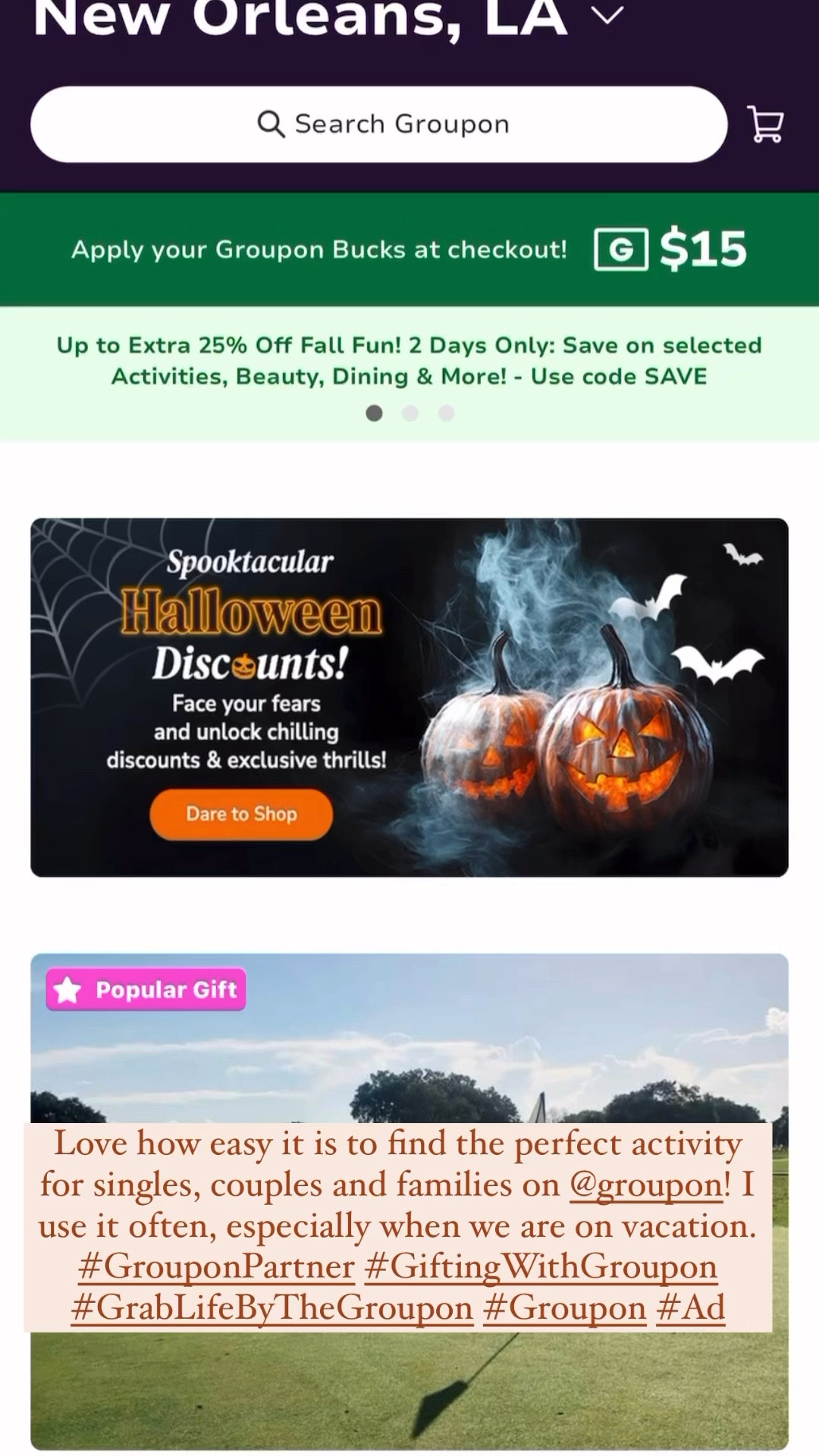 Love how easy it is to find the perfect activity for singles, couples and families on @groupon! I use it often, especially when we are on vacation.
#GrouponPartner #Gifting WithGroupon #GrabLifeByThe Groupon #Groupon #Ad

#LTKFamily #LTKGiftGuide #LTKTravel