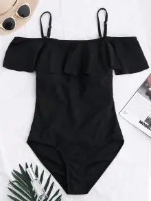 Off The Shoulder Flounced One-Piece Swimwear | ZAFUL (Global)