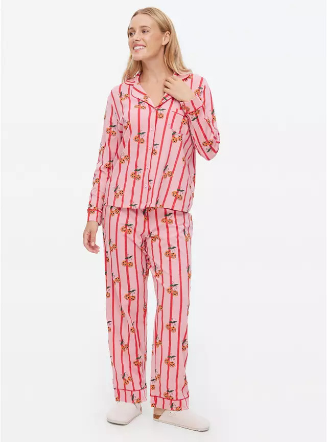 Halloween Pumpkin Cherry Jersey Pyjama Set L | Tu Clothing