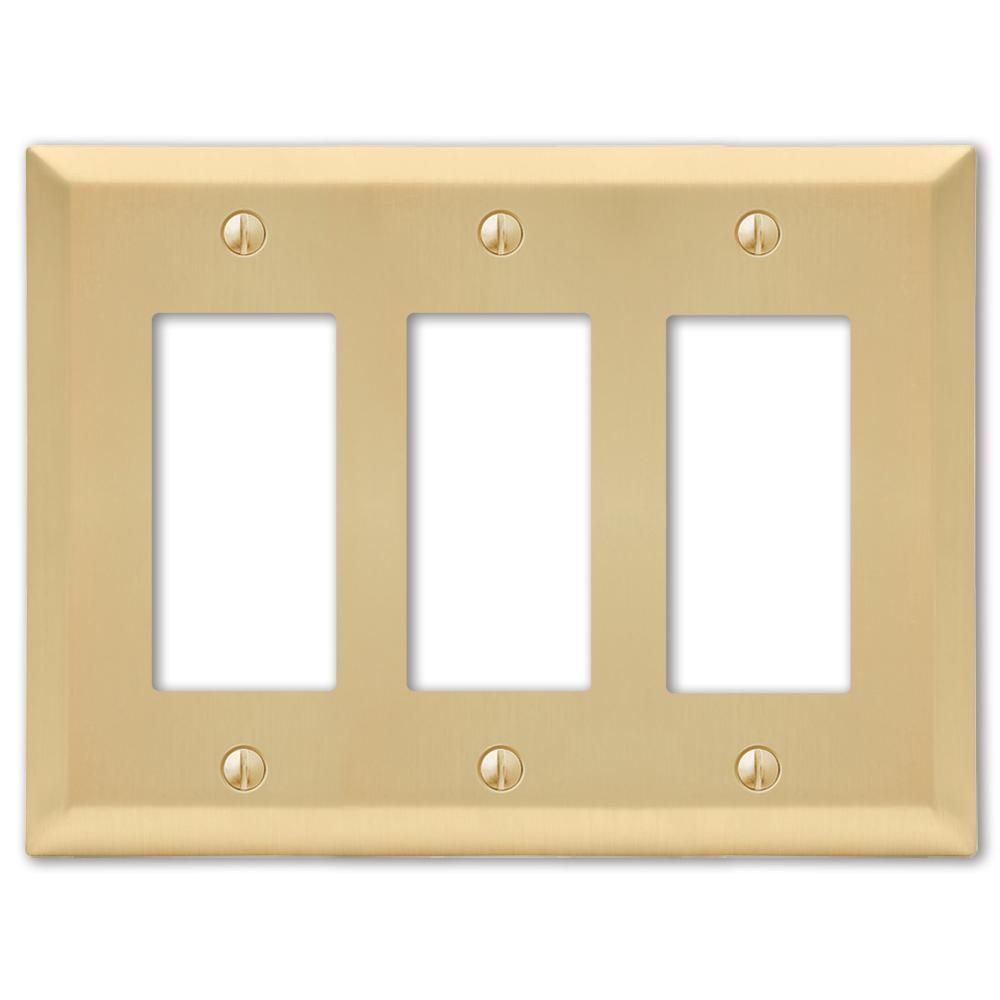 AMERELLE Metallic 3 Gang Rocker Steel Wall Plate - Satin Brass-163RRRSB - The Home Depot | The Home Depot