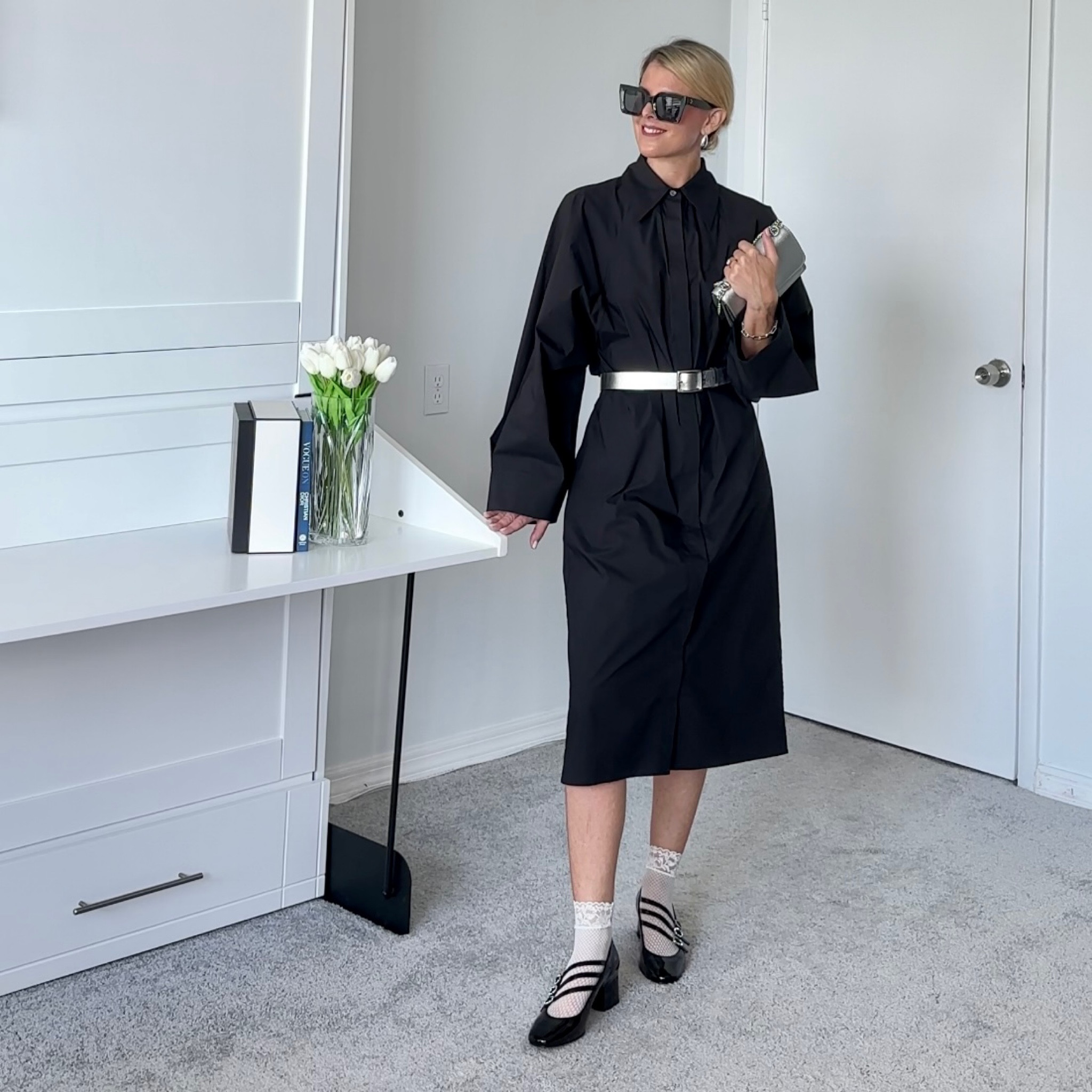 belted midi shirt dress cos mrs.blondebrainsandbirkins on LTK