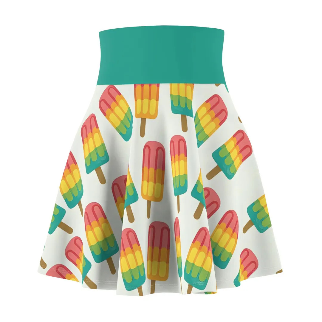 Women's Colorful Popsicle Print Skater Skirt, Summer Skater Skirt, Fun Skirt, Playful Fashion, Fe... | Etsy (US)