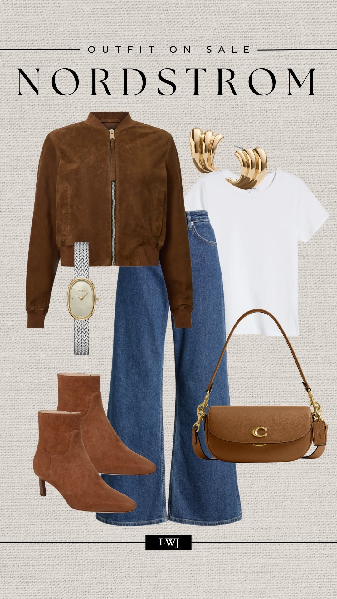 Nordstrom outfit on sale

Suede bomber jacket / tan jacket / white tee / dark blue wide leg jeans / tan booties / coach purse / minimal watch / fall outfit inspo 

#LTKStyleTip #LTKSaleAlert