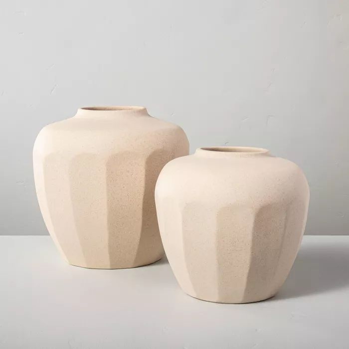 Faceted Ceramic Vase Tan - Hearth & Hand™ with Magnolia | Target