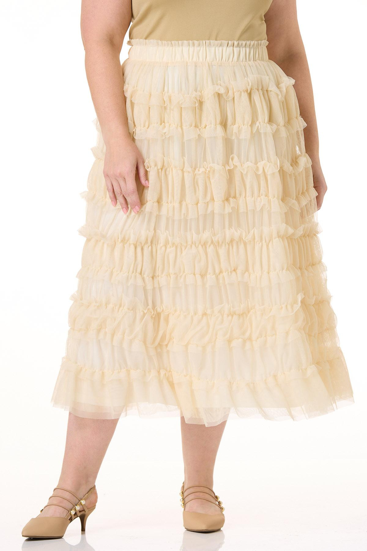 Plus Size Ruffled Mesh Skirt | Cato Fashions
