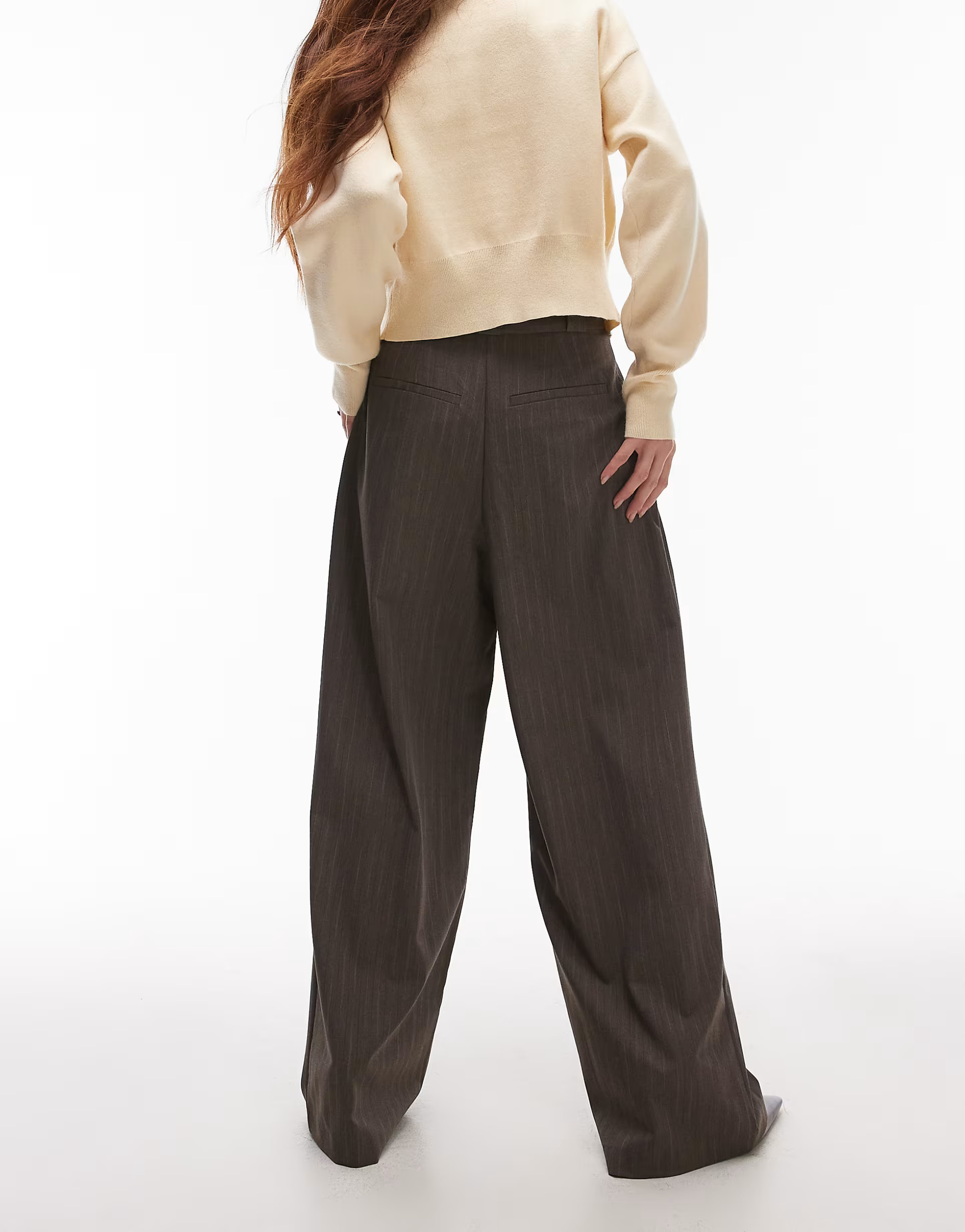 Topshop pleated trouser in brown BROWN | ASOS (Global)