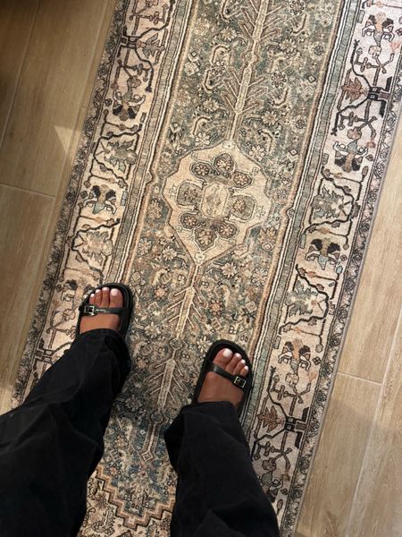 Runner rug - home decor 
Black buckle sandals for summer 

#LTKStyleTip #LTKHome