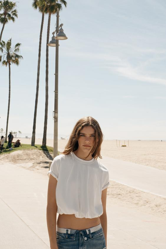 CROPPED PUFF HEM T-SHIRT | Zara US