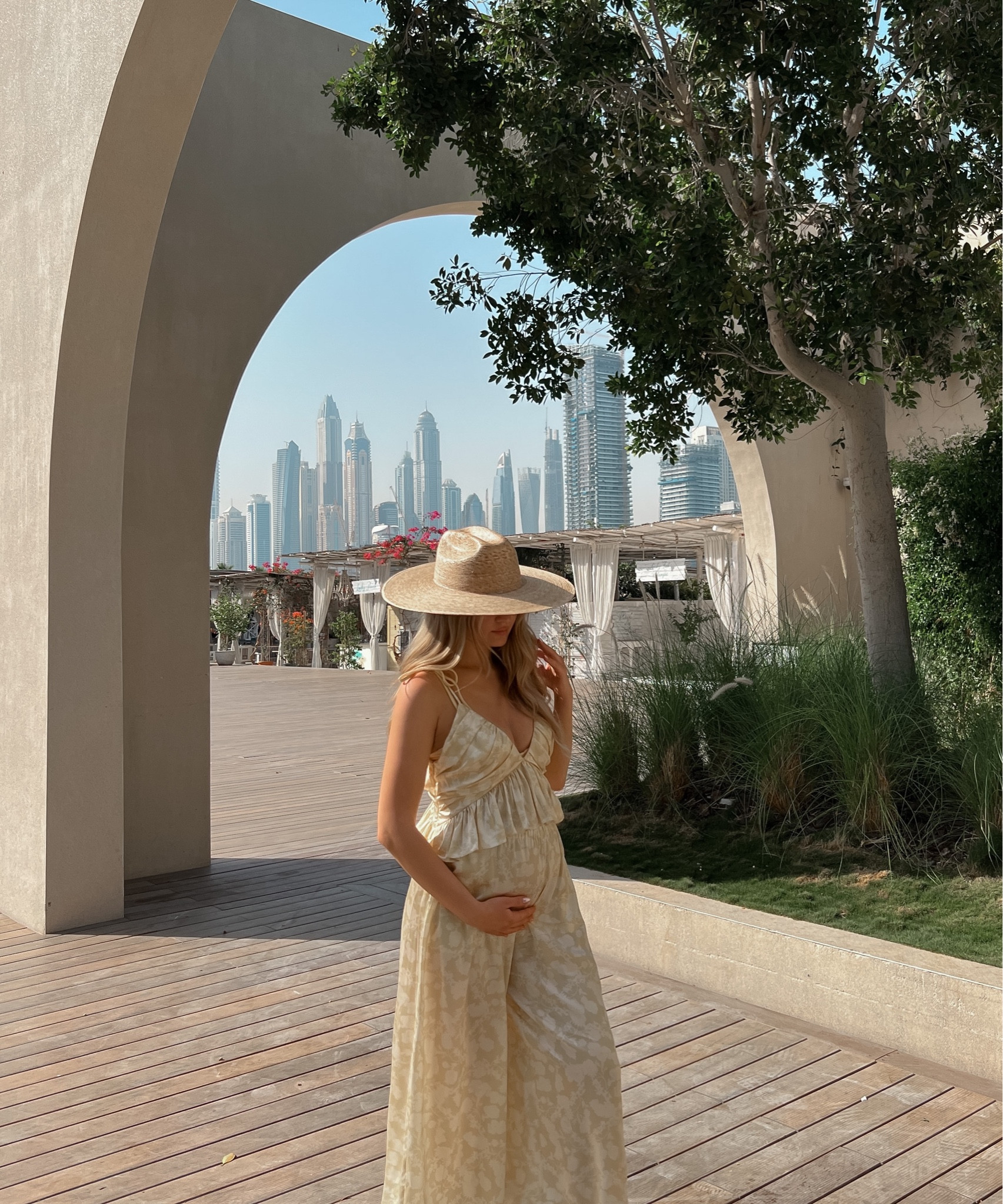 Lily silk shadow print camisole ruffle tank set wide leg pants.  western wide Palma straw hat. Vacation style, bump friendly maternity 

#LTKunder50 #LTKswim #LTKbump